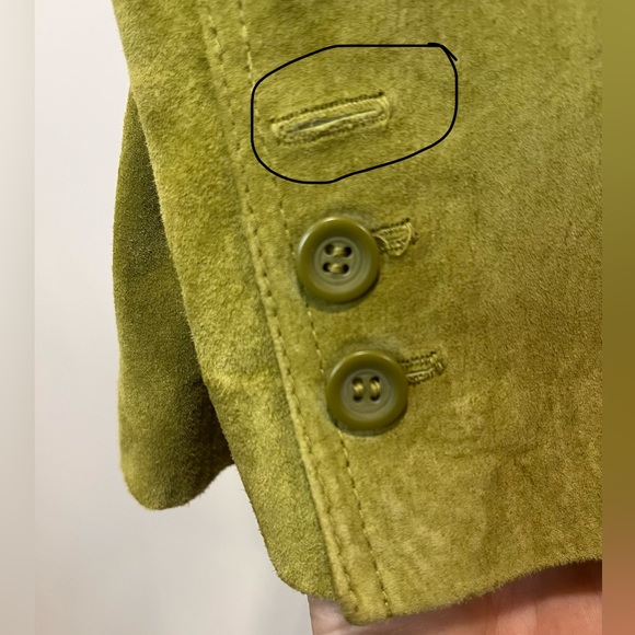 Y2K Women’s 100% Suede Leather Blazer Jacket Retro Lime Green Size 2X - Picture 15 of 15
